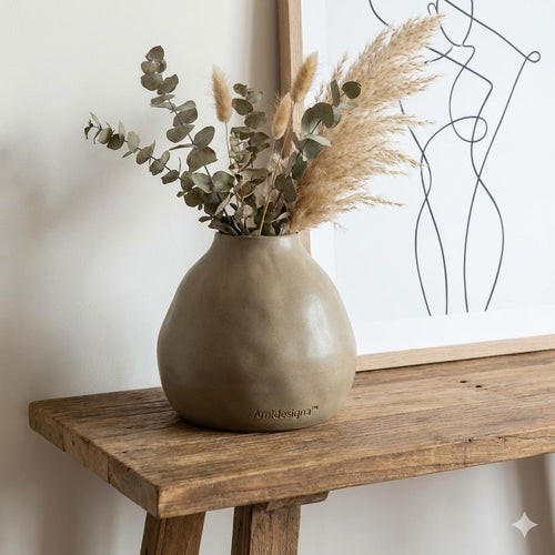 The "Retro-Curve" Ochre Ceramic Accent Lamp