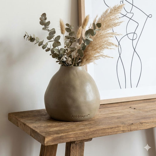 Amidesigna™ | The "Retro-Curve" Ochre Ceramic Accent Lamp